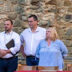 Pfungstädter Stadtverordnetenvorsteher mit Gattin und Bürgermeister