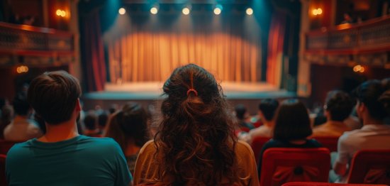 Menschen in einem Theater, die auf die Bühne schauen