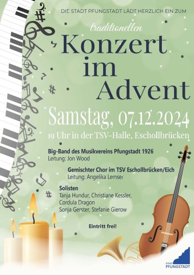 Adventskonzerte in Pfungstadt Samstag, 07.12., 19 Uhr, TSV-Halle Eschollbrücken