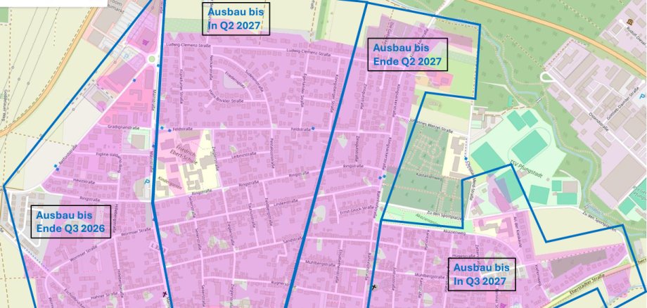 Glasfaserausbau in Pfungstadt-Nord: Bauabschnitte und Zeitplan Bauplan für den Glasfaserausbau.