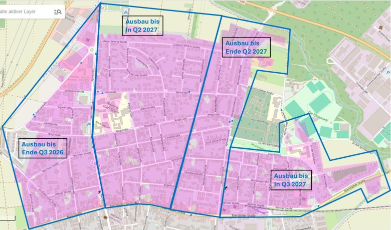 Glasfaserausbau in Pfungstadt-Nord: Bauabschnitte und Zeitplan Bauplan für den Glasfaserausbau.
