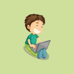 Ein Junge liest in einem Tablet