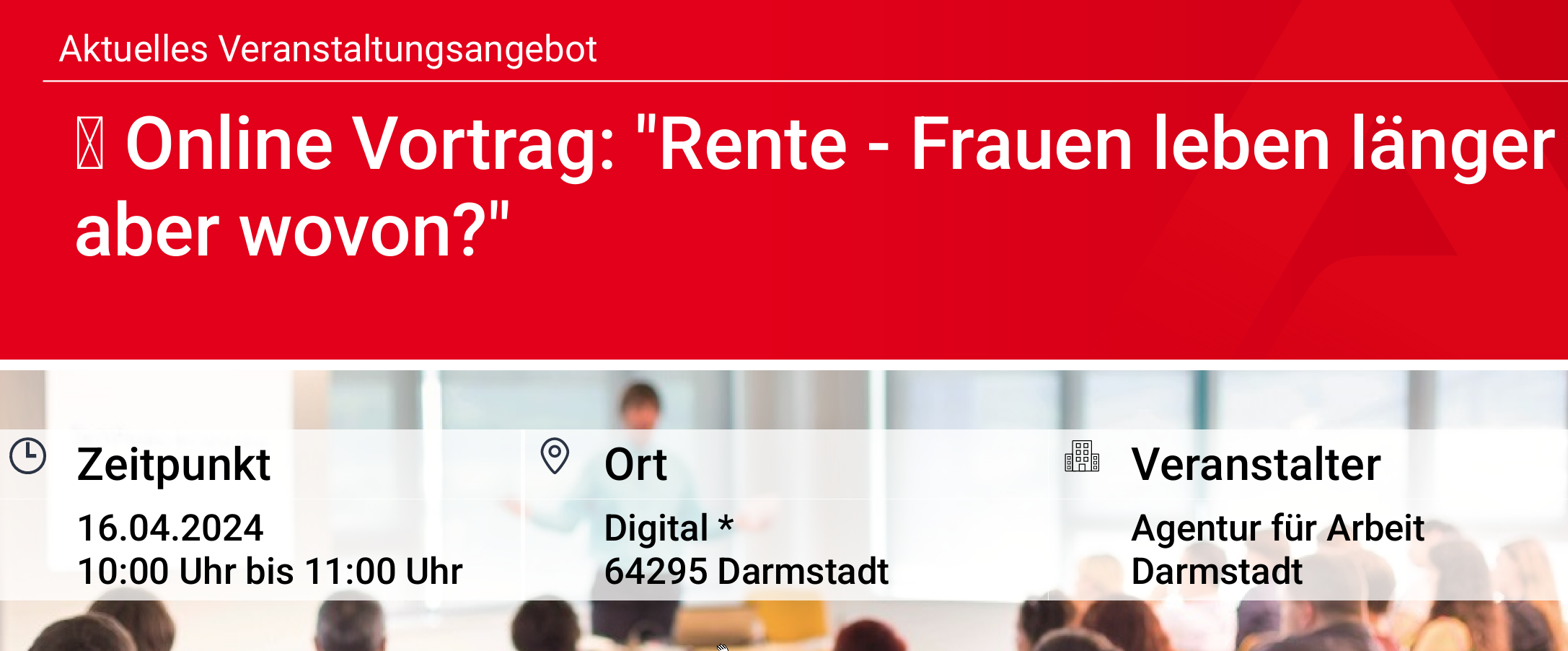 Plakat: Rente – Frauen leben länger, aber wovon?