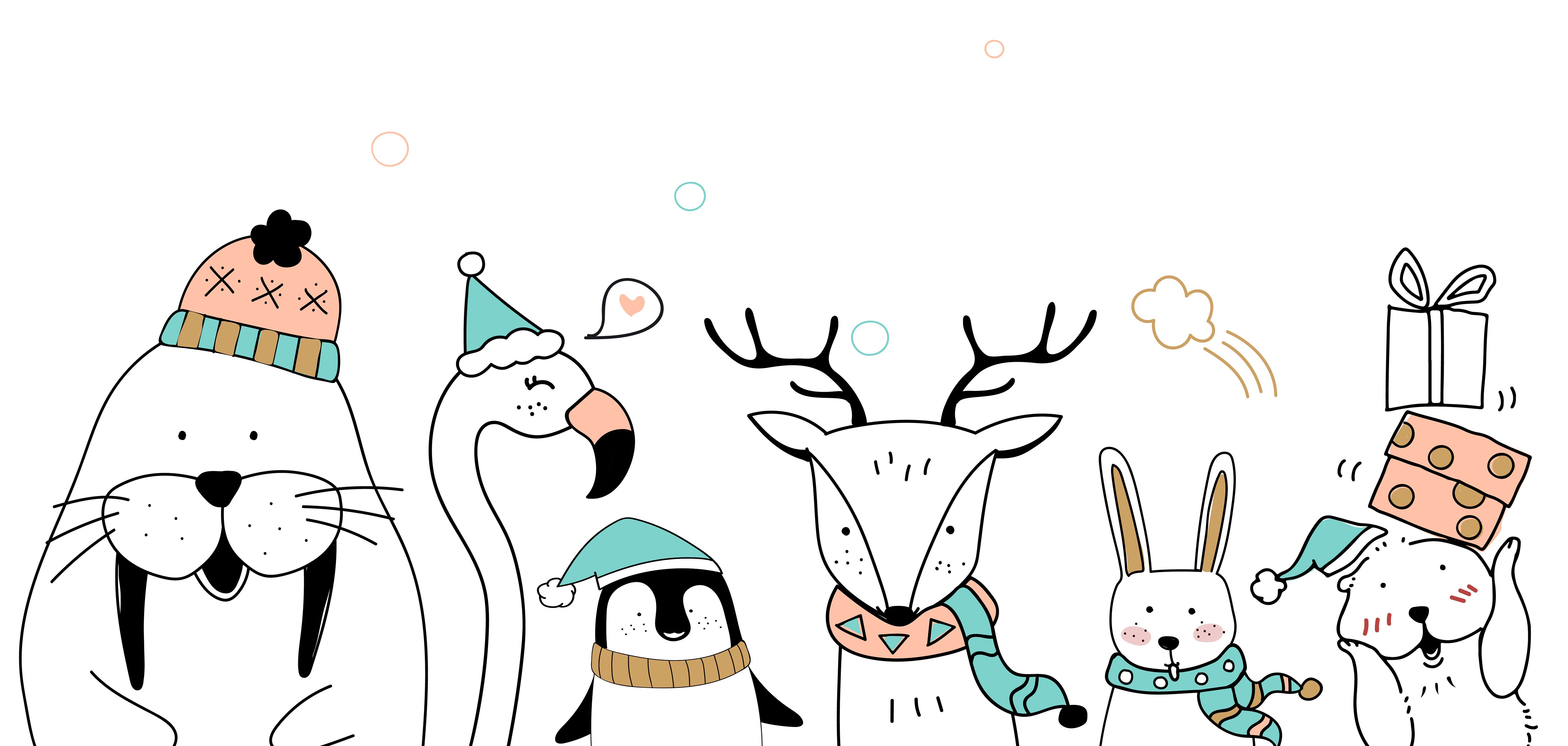 Tiere in Winterkleidung