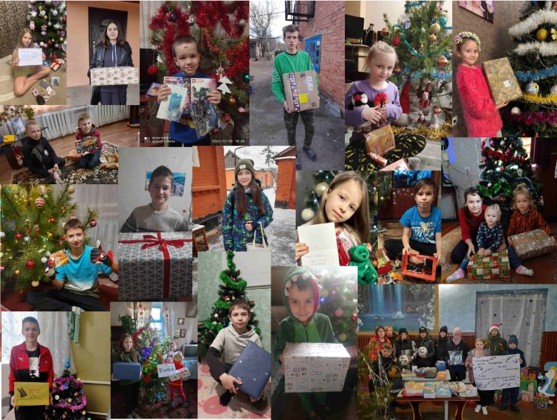 Fotocollage Kinder mit Geschenken