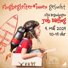 Veranstaltungsplakat. Kind sitzt in einem Karton