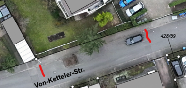 Vorübergehendes Halteverbot wegen Erneuerung von Parkplatzmarkierungen am 4 Straßenkartenausschnitt