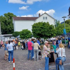 Pfungstädter Naschmarkt Viele Menschen bummeln über den Markt