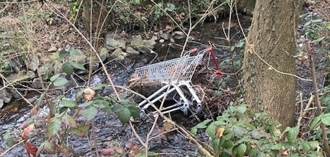 Einkaufswagen in der Modau